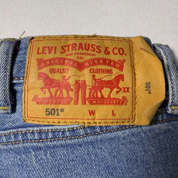 Levi's 501 Button Fly Blank Tab Jeans Men's 42x34 Med. Wash Straight Leg 2/$50 - Picture 7 of 16